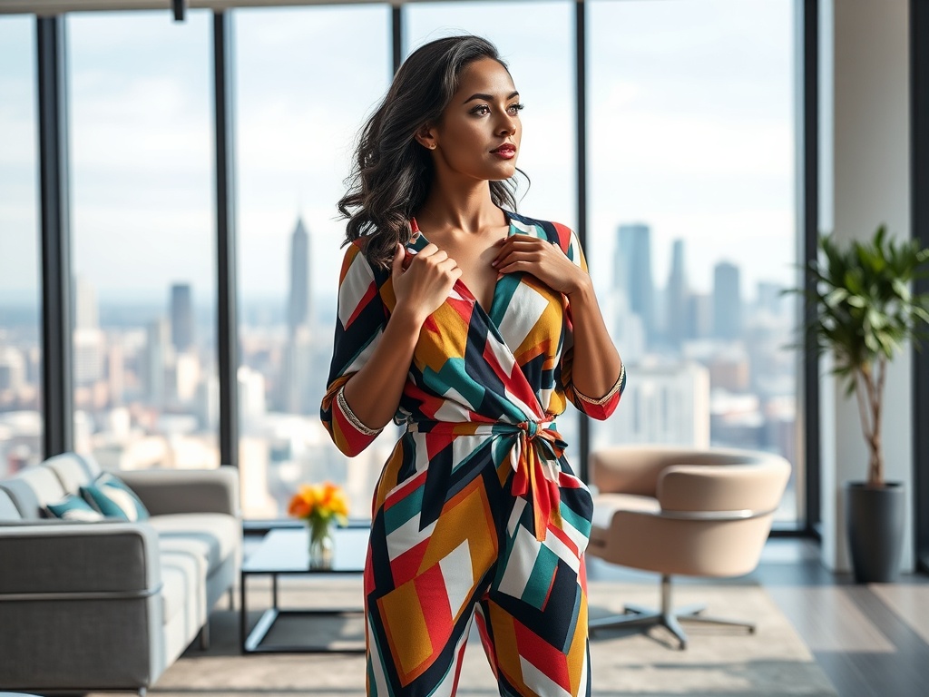 mcwebdesign.ro | Salopete cu imprimeu geometric colorat: vesel și modern